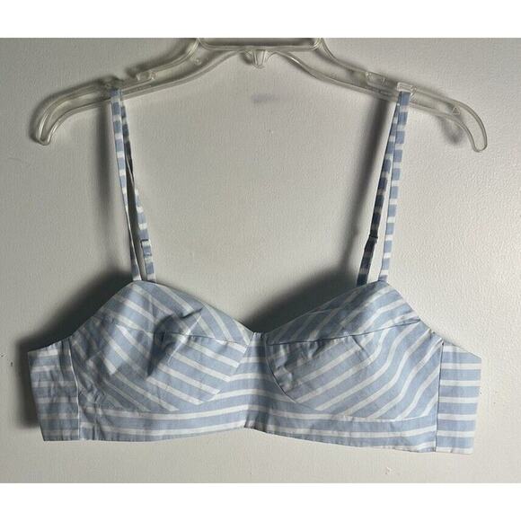 Anthropologie Mare Mare Blue Striped Cotton Smocked Bralette Sz XL NWOT - Picture 3 of 9